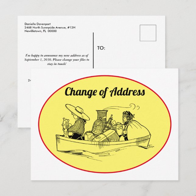 Carte Postale Faire-part Changement d'adresse Personnaliser de bateau Vinta (Devant / Derrière)
