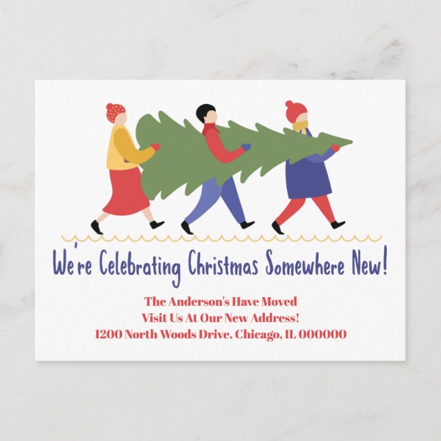 Carte Postale Faire-part Changement d'adresse pour les fêtes Nouvelle adres (Devant)