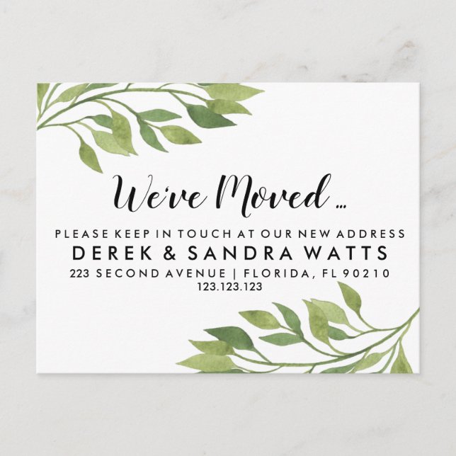 Carte Postale Faire-part Changement d'adresse que nous avons déplacé botani (Devant)