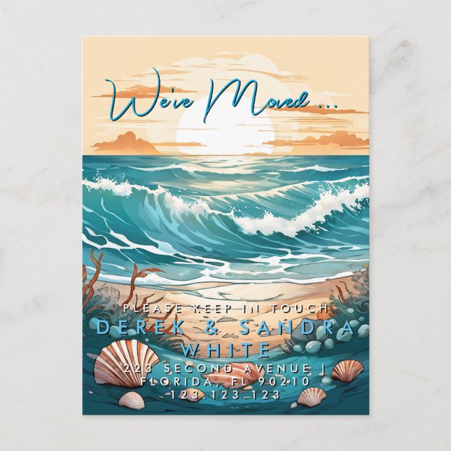 Carte Postale Faire-part Changement d'adresse que nous avons déplacé océan (Devant)