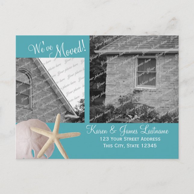 Carte Postale Faire-part Changement d'adresse sur la plage avec photo (Devant)