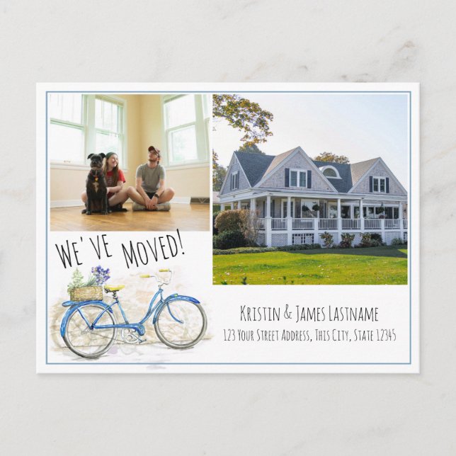 Carte Postale Faire-part Changement d'adresse Vélo avec photo (Devant)