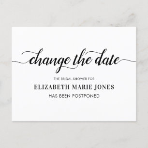 Carte Postale Faire-part Changement de date de la douche de mariée Typograp