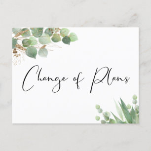 Carte Postale Faire-part Changement de plan des petits Mariages Eucalyptus