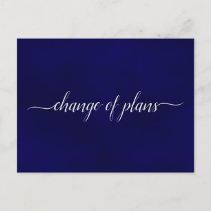 Carte Postale Faire-part Changement de plan Mariage reporté Simple Navy Blu