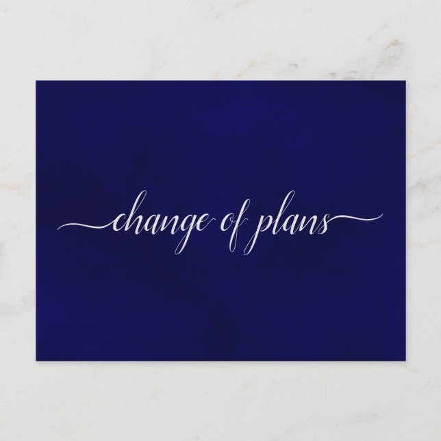 Carte Postale Faire-part Changement de plan Mariage reporté Simple Navy Blu (Devant)