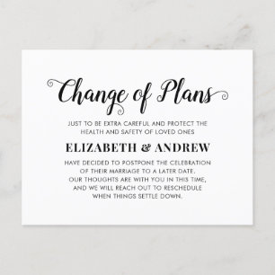 Carte Postale Faire-part Changement de Plans Calligraphie Moderne Minimalis