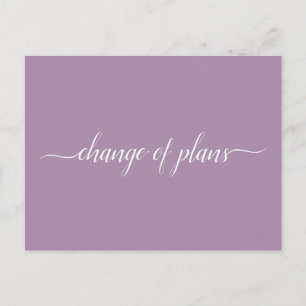Carte Postale Faire-part Changement de plans Mariage Annulé Postponed Purpl