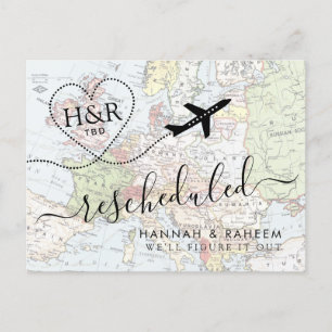 Carte Postale Faire-part Changement de plans Mariage de destination reporté