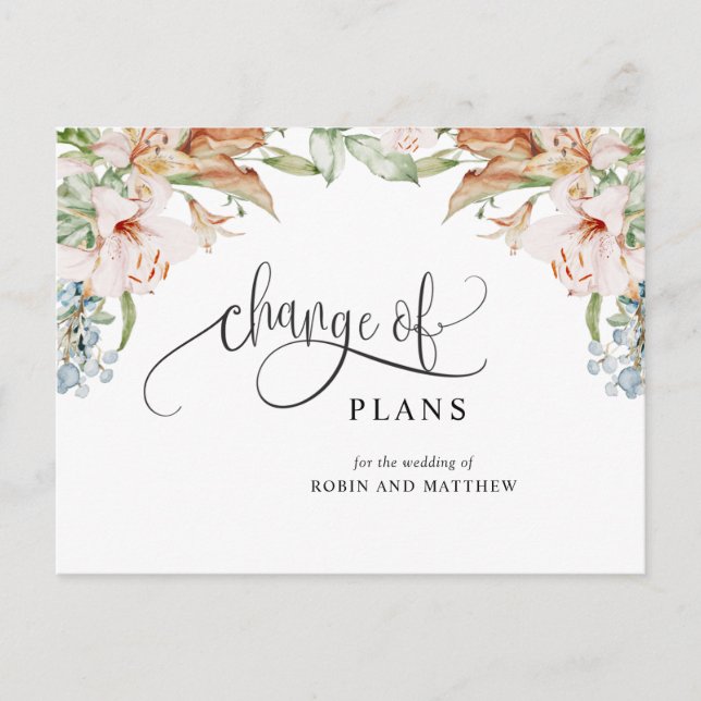 Carte Postale Faire-part Changement de plans, mariage terne et beige annulé (Devant)