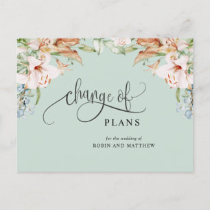 Carte Postale Faire-part Changement de plans, mariage vert et terreux annul