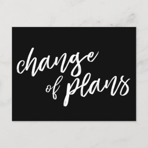 Carte Postale Faire-part Changement de plans Modernes Noir Blanc Report