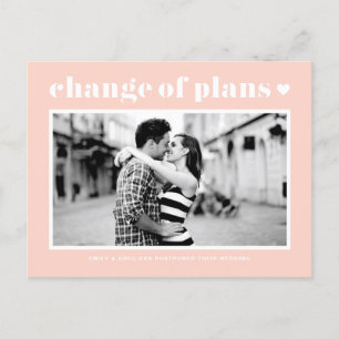 Carte Postale Faire-part Changement de plans photo typographie rétro rose p