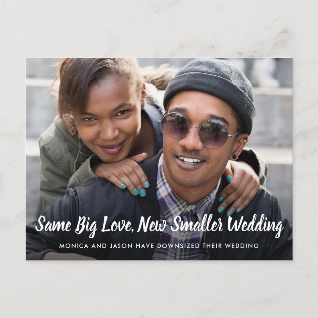 Carte Postale Faire-part Changement de plans pour un mariage réduit Photo (Devant)