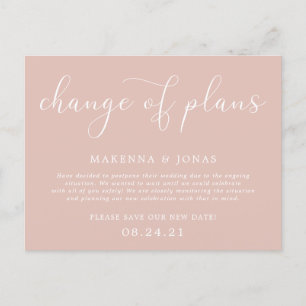 Carte Postale Faire-part Changement de plans Report de mariage