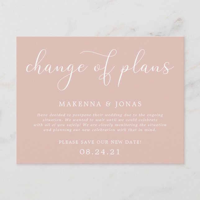 Carte Postale Faire-part Changement de plans Report de mariage (Devant)