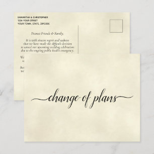 Carte Postale Faire-part Changement de plans Report de mariage ivoire