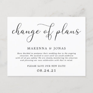 Carte Postale Faire-part Changement de plans Report du mariage