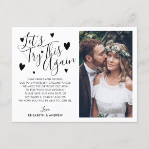 Carte Postale Faire-part Changement de report de mariage Date Réessayer Pho