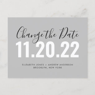Carte Postale Faire-part Changement minimaliste de date Report Mariage
