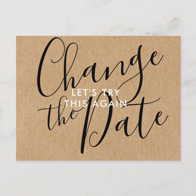 Carte Postale Faire-part Changement rustique simple de la date reportée ann (Devant)