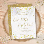 Carte Postale Faire-part Changer la date 50e anniversaire Coeurs d'or<br><div class="desc">Doté de délicats coeurs d'amour doré avec des noms de signature en or. Personnalisez avec votre cinquantenaire d'or spécial changer l'information de date en lettres chic. Conçu par Thisisnotme©</div>