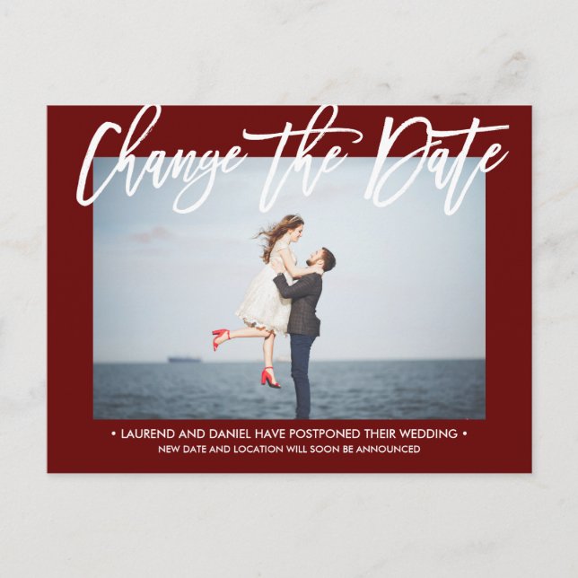 Carte Postale Faire-part CHANGER LA DATE Calligraphie moderne de Bourgogne  (Devant)