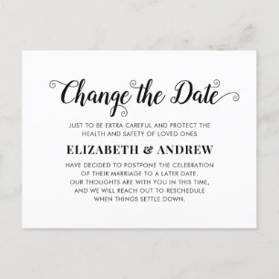 Carte Postale Faire-part Changer la date Calligraphie moderne minimaliste
