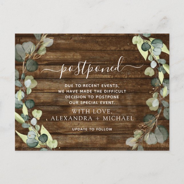 Carte Postale Faire-part Changer la date de l'eucalyptus verdure reportée (Devant)