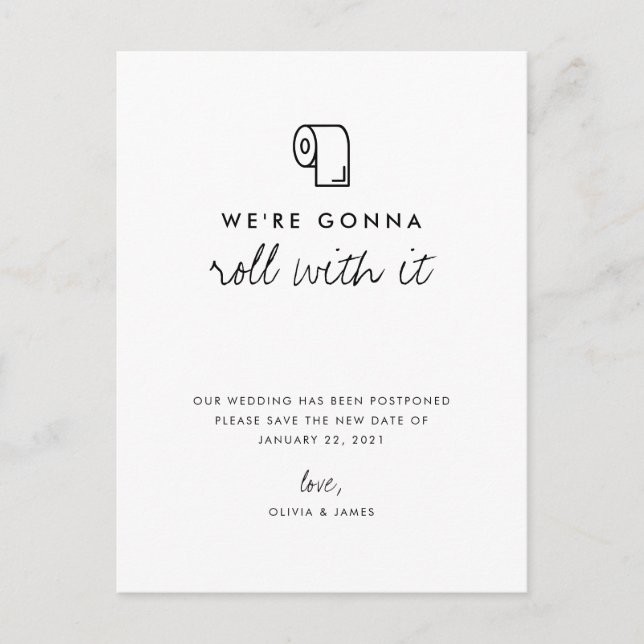 Carte Postale Faire-part Changer la date de mariage Reporté (Devant)