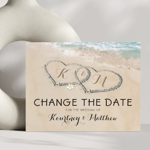 Carte Postale Faire-part Changer la date Plage tropicale Cœur Rivage