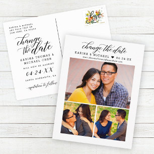 Carte Postale Faire-part Changer la Date Trois Photo