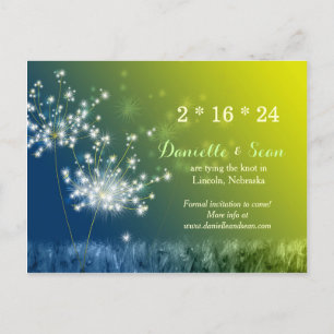 Carte Postale Faire-part Chanson de Pissenlits Mariage Épargnez la Date