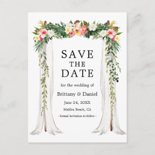 Carte Postale Faire-part Chapiteau de mariage aquarelle floral tropical pho