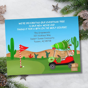 Carte Postale Faire-part Chariot de golf de Noël Boîtes de déménagement Dés