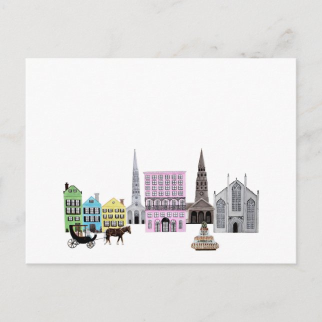 Carte Postale Faire-part Charleston City Skyline (Devant)
