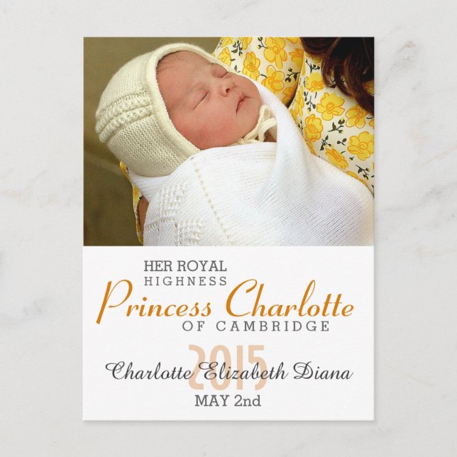 Carte Postale Faire-part Charlotte Elizabeth Diana - les Anglais veulent (Devant)