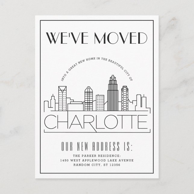 Carte Postale Faire-part Charlotte Modern Deco | Changement d'adresse (Devant)
