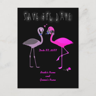 Carte Postale Faire-part Charming Flamant rose couple Enregistrer la date M