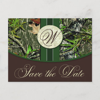Carte Postale Faire-part Chasseur Monogramme Camo Mariage Sauvez les dates