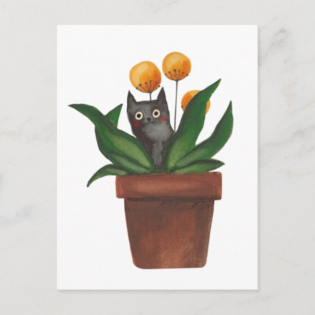 Carte Postale Faire-part Chat dans le pot de fleurs (Devant)