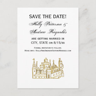 Carte Postale Faire-part Château héraldique vintage #2 Crest Faux Gold