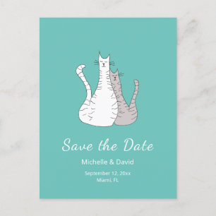 Carte Postale Faire-part Chats tendance Dessin Mariage Enregistrer la date