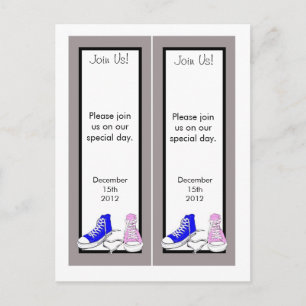 Carte Postale Faire-part Chaussures bleu/rose Enregistrer la date Signet