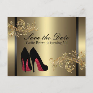 Carte Postale Faire-part Chaussures de danse rouges - Sauvegarder la date