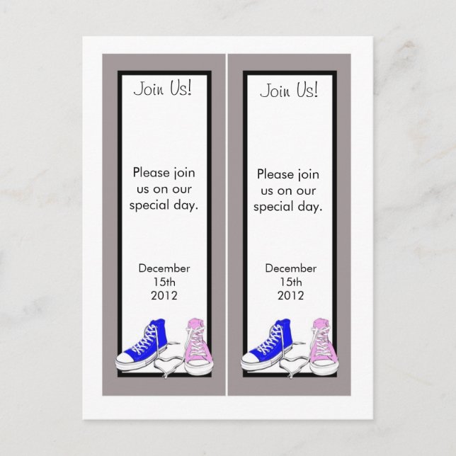 Carte Postale Faire-part Chaussures Signets Blue/Pink Save the Date (Devant)