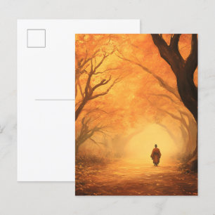 Carte Postale Faire-part Chemin Zen de l'Automne Doré