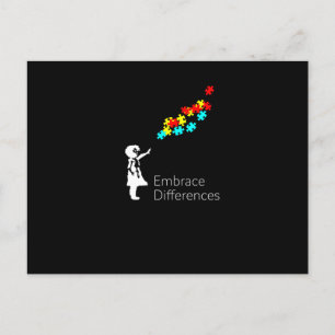 Carte Postale Faire-part Chemise Autisme Pièce de Puzzle Autisme sensibilis