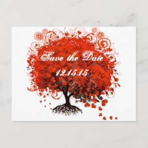 Carte Postale Faire-part Chemises de mariage à l'arbre rouge, cadeaux, auto