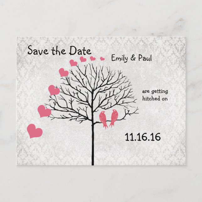 Carte Postale Faire-part Chéquier de mariage aux oiseaux de chèvrefeuille e (Devant)